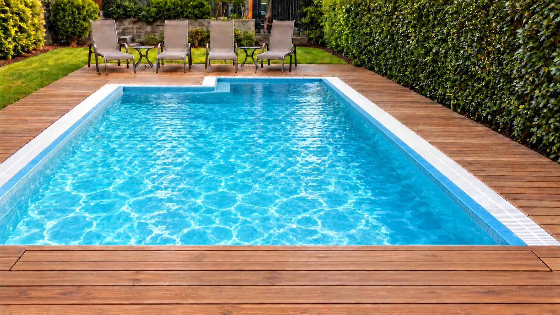 Simulación de la misma piscina abierta, con la cubierta recogida